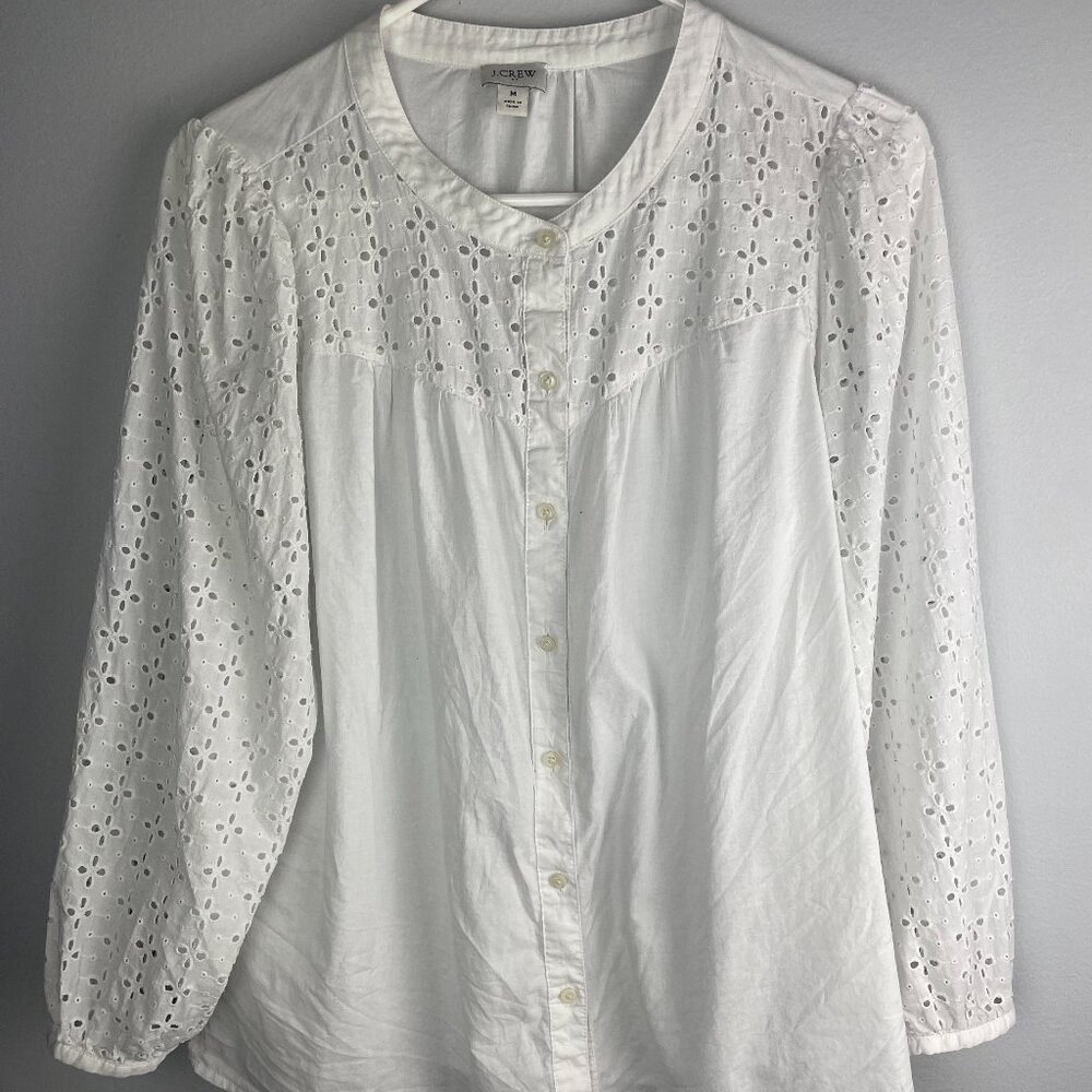 J. Crew White Eyelet top size M